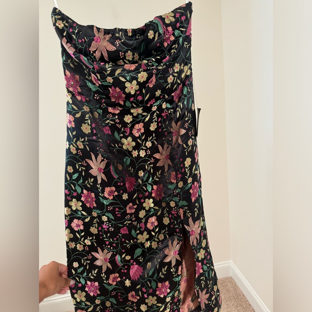 Lulus Strapless Black Floral Dress
